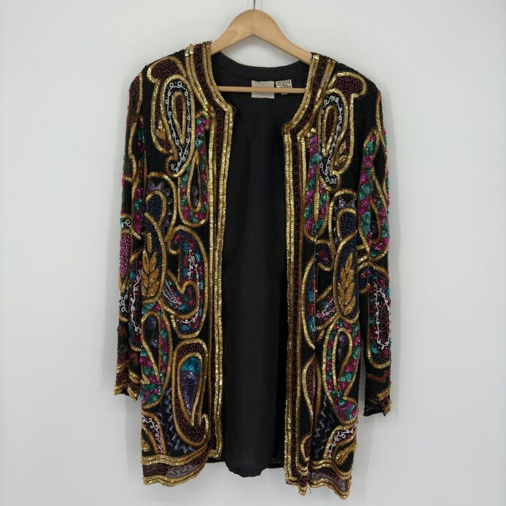 Sweelo Embellished Sequin Paisley Jacket